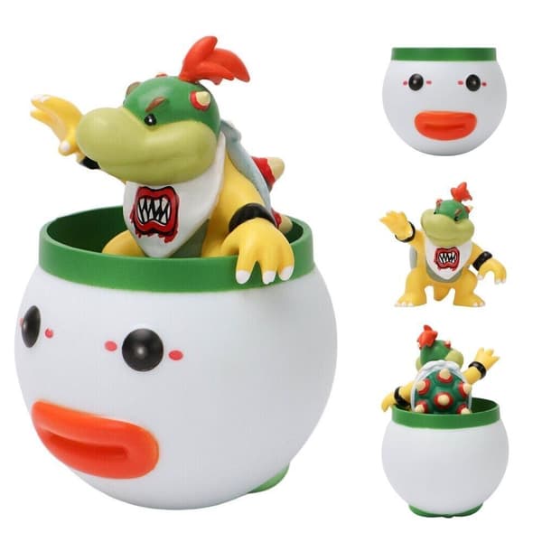 SuperMario Bros Bowser Jr. med Junior Clown Car PVC Figur Leksak Modell Docka Gåva