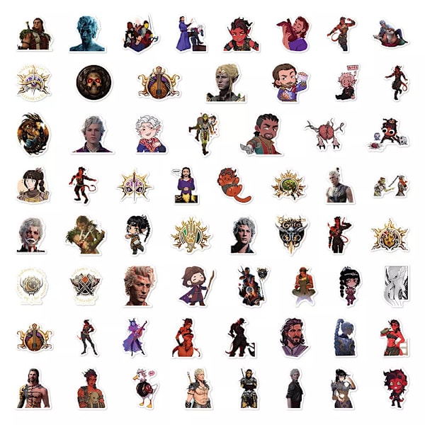 60X Baldur's Gate Game Character Stickers Skateboard Guitar Room Decals Graffiti