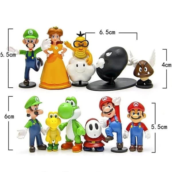 18 st Super Mario minifigurer Leksak Actionfigurer Samling Födelsedagspresent 6pcs no box