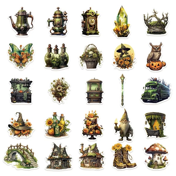 50 st Magic Witch Wizard Theme Kittel Potion Scrapbook Graffiti Harry Stickers