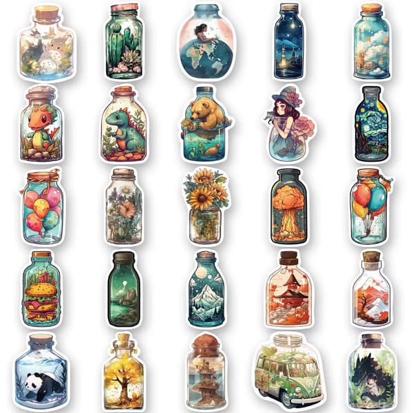 50 st Nyhet Drifting Flaskmålning Magic Wonderland Phone Laptop Stickers