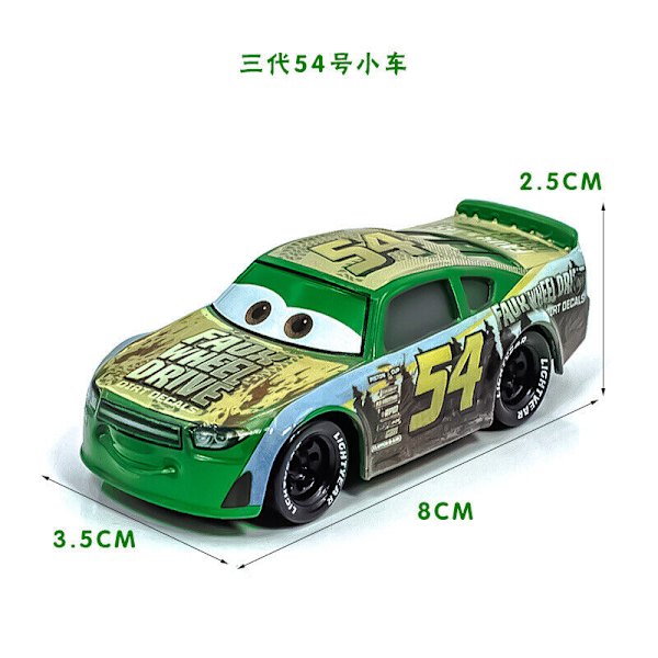 Disney Pixar Bilar 3:e Lot Lös Blixten McQueen 1:55 Diecast Modellbil Leksaker No. 54 car of the third genera...