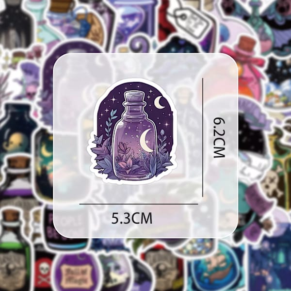 50 st Novelty Magic In Jar Potion Flaska Bristol Hydro Flask Graffiti Stickers