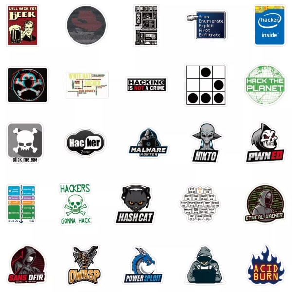 50X Programmerare Kodare Hackare Utvecklare Geek Graffiti Stickers Bärbara PC Dekaler