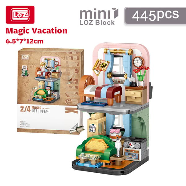 LOZ Mini Blocks Gatuvy DIY Byggset Mikro Radhus Modell Kreativ Gåva Cinema With box
