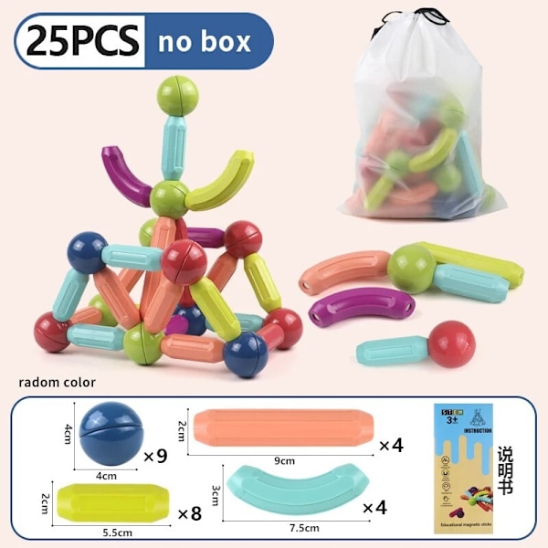 Magnetiska Byggklossar Set Leksaker för Barn Magnetstav Byggklossar 25pc without box