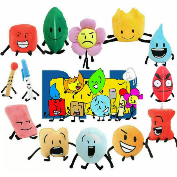 Fyllda dockor Bfdi Plushie Battle for Dream Island Plyschleksak Leafy Firey Coiny Cube