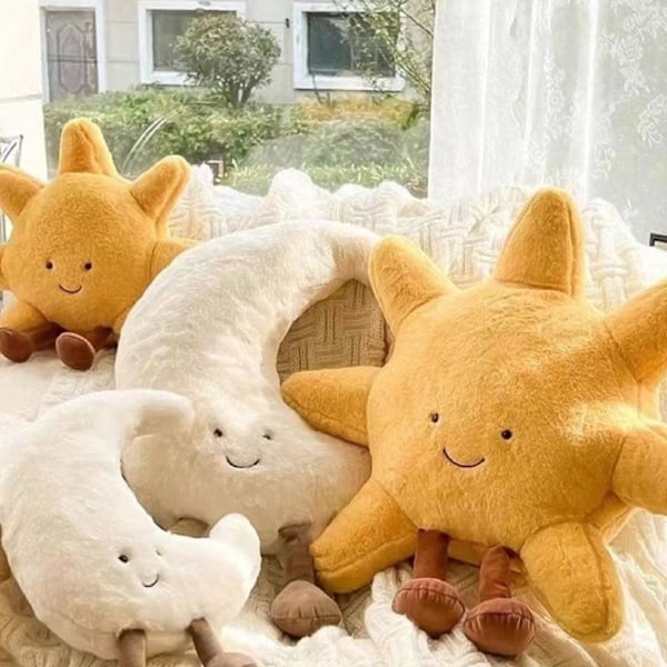 NYA Jellycats Söta Plysch Rolig Kudde Djur Måne Sol Kudde Mjuk Plysch Leksak Gåva Moon  30cm