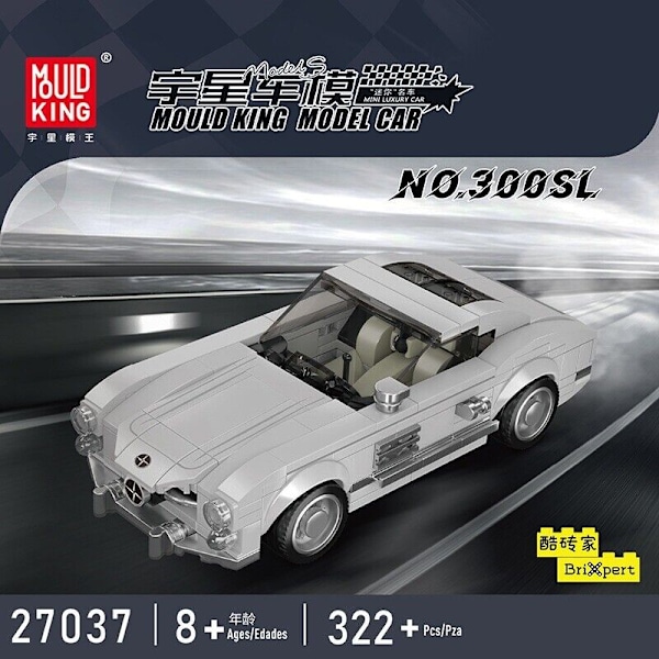 Mould King Mini Bilmodell Set Sportfordon Byggsats 80 Bilar Samlarobjekt 27037 300SL With retail box and acrylic box