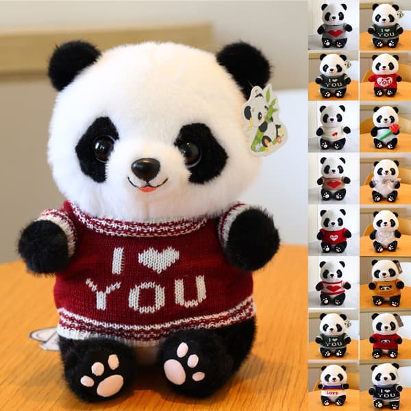 Panda Dockor, Mjuka Gosedjur Plyschleksaker Alla Hjärtans Dag Dekor Gåvor Blue