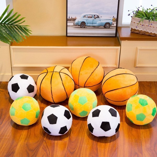 Kids Creative Imitation Fotboll Basket Plysch Kudde Fyllda Plyschleksaker Football black 28cm