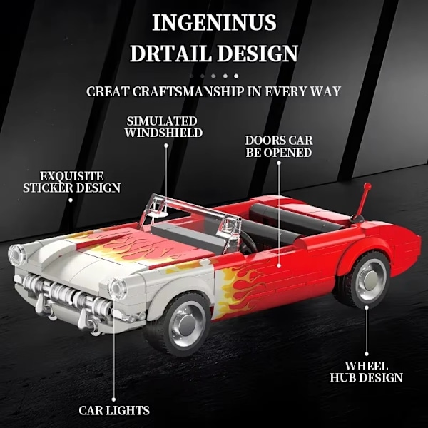 249 Delar Retro C1 Cabriolet Bil Byggklossar Flamma Klassiska Bilmodeller Fordon