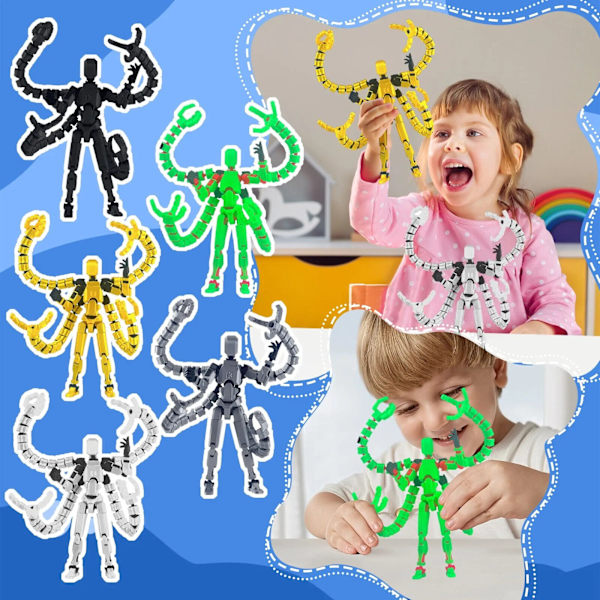 Titan 13 Actionfigur 3D-printad T13 Multi-ledad Rörlig Robot Med Komplett Set Fluorescence Yellow