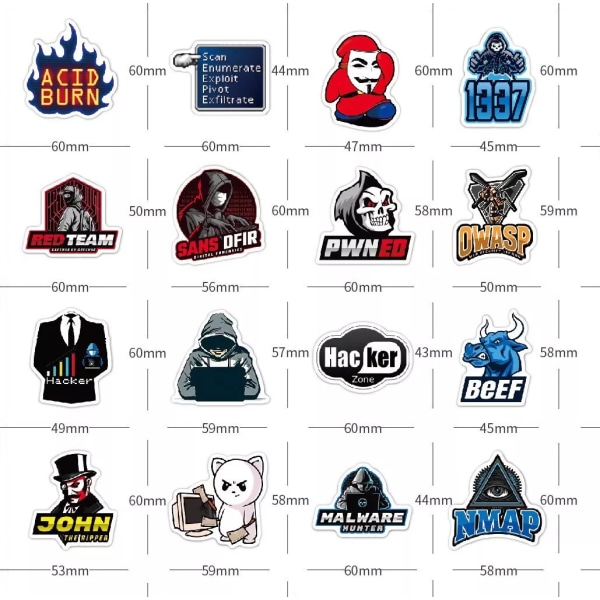 50X Programmerare Kodare Hackare Utvecklare Geek Graffiti Stickers Bärbara PC Dekaler