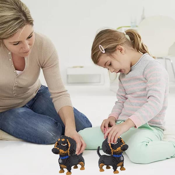 Byggklossar Set Hundmodell Tax Djurfigur Valpleksak Present 2100 delar