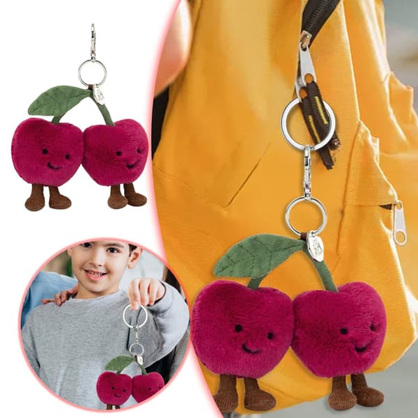 Jellycat Amuseables Cherries Väskberlock Amuseables Cherry Nyckelring Hänge Helt Ny