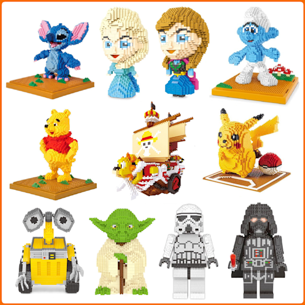 Actionfigurer Nano Mikro Byggklossar Samling Pedagogisk DIY Leksak Gåva Smurf