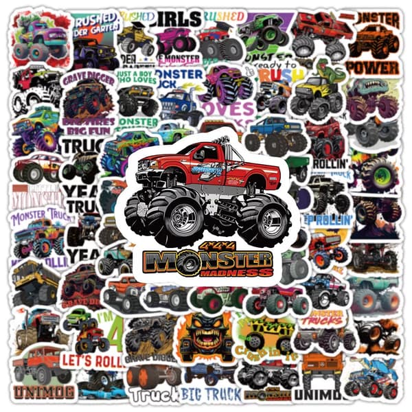 100X Monster Truck 4x4 Stickers Hydro Flask bagage Laptop Skateboard Bulk Rea