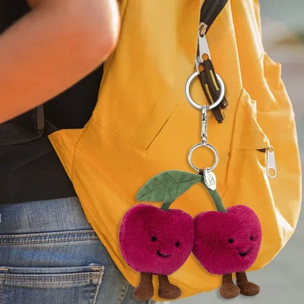 Jellycat Amuseables Cherries Väskberlock Amuseables Cherry Nyckelring Hänge Helt Ny