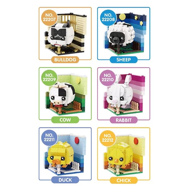 Sött Djur Byggklossar Set - Panda, Koala, Tiger & Fler DIY Leksakspresent Tiger