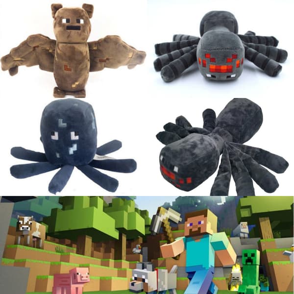 Minecraft Mjukdocka My World Plyschleksak Bläckfisk Fladdermus Spindel Barn Present 1/2/4 st 30cm Big Spider