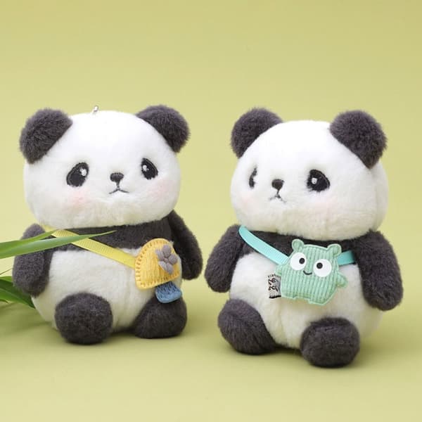 Docka Söt Panda Nyckelring Plysch Kreativitet Par green
