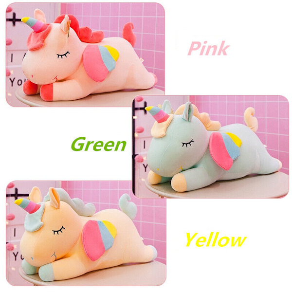 Unicorn plyschleksak gosiga söta stoppade regnbågsvingar Kawaii Kids Pink 53CM