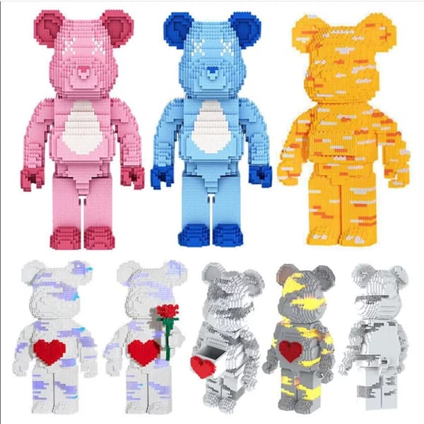 Tecknad Kärlek Våldsam Björn Bearbrick Färgmodell Byggkloss Födelsedagspresenter Grey