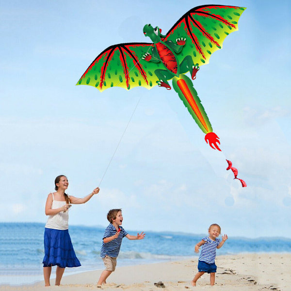 Roliga leksaker för barnlek - 3D drake med svans Drake Stor linje utomhusflygning 3D Dragon #B