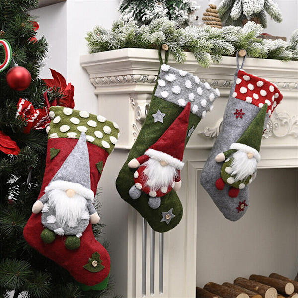 Tomte Julstrumpa Jultomte Stor Socka Säck Godis Present Dekoration Julväskor Red