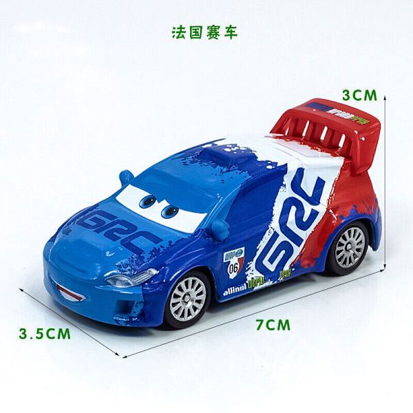 Disney Pixar Bilar 3:e Lot Lös Blixten McQueen 1:55 Diecast Modellbil Leksaker French racing