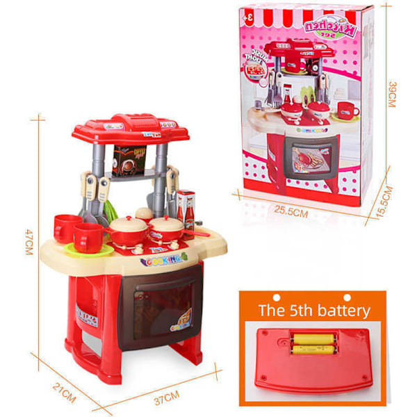 Barn Kök Matlagning Mat Leksak Lekredskap Set för barn Pojkar Flickor låtsas present Red