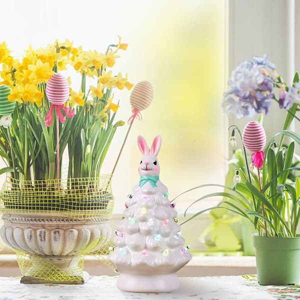 Bunny Tree Staty påsk prydnad dekorationer inomhus våren bordsskiva dekoration