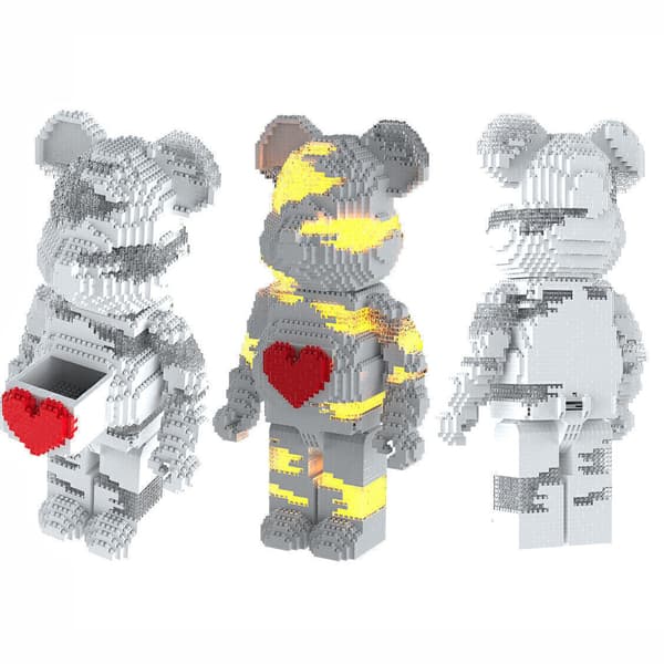 Tecknad Kärlek Våldsam Björn Bearbrick Färgmodell Byggkloss Födelsedagspresenter Grey