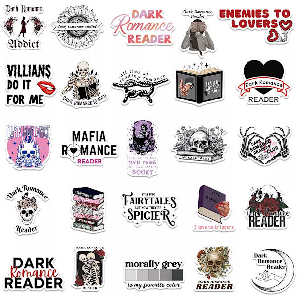 50X Populära Dark Romance Reader Death Rose Stickers Hydro Flask Guitar Graffiti