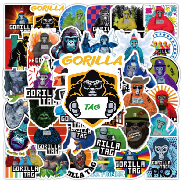 50 st Gorilla Tag Character Stickers Steam Hydro Flask Bagage Party Present Pack