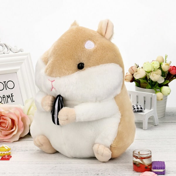 Bedårande Kawaii Fluffig Hamster Mjuk Plyschleksak Docka Söta Gosedjur Presenter NY Khaki