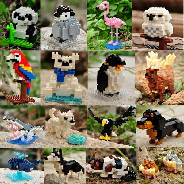 Mini Byggklossar 3D Djur Diamantmodell Mikrokloss Hund Katt Fågel Älg Varg A7 corgi