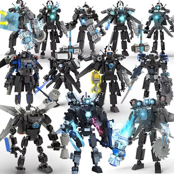 MOC Skibidi Toalett Byggklossar Set Titan Speakerman Cameraman Tvman Klossar 3