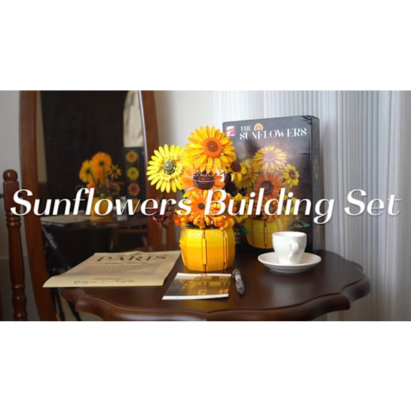 NYTT 1009PCS Solros MOC Byggklossar Blomsterbukett Vas Set Gåva