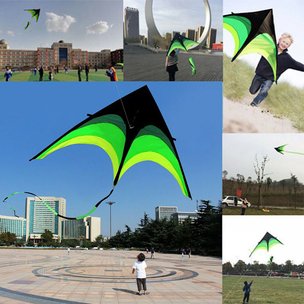 Roliga leksaker för barnlek - 3D drake med svans Drake Stor linje utomhusflygning Green and Black