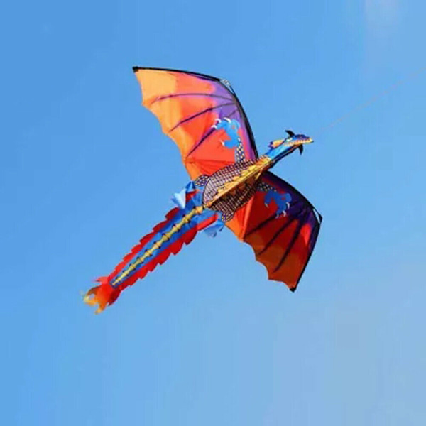 Roliga leksaker för barnlek - 3D drake med svans Drake Stor linje utomhusflygning 3D Dragon #A