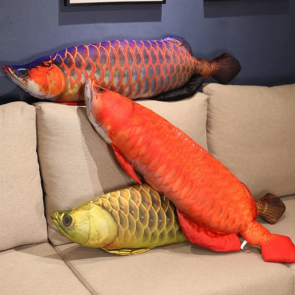 Fisk plysch leksak Gyllene Arowana soffa prydnad fyllda havet kudde Red 60 cm