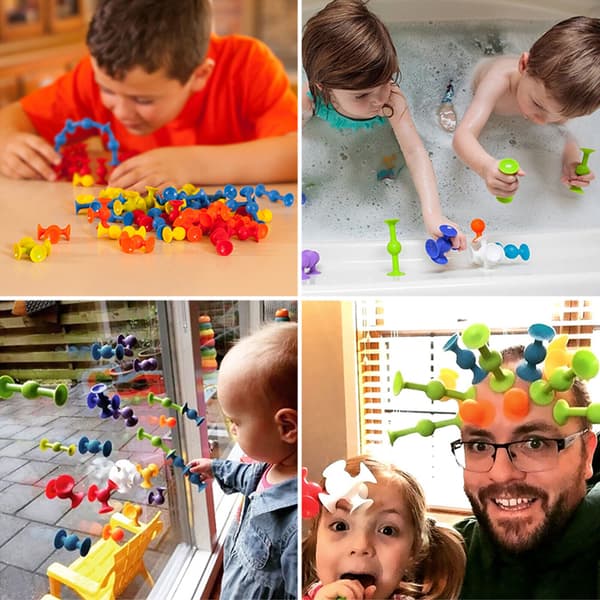 Sugproppar Squigz - 33/48/58/72 st Deluxe Sugkoppar Byggklossar Leksaksset 58PCS