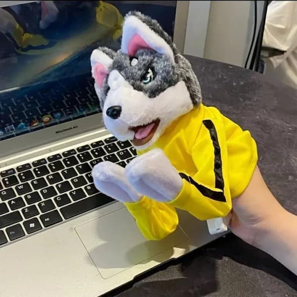 Ny Kung Fu Djurleksak Husky Handskar Docka Barnspel Mjuka Plyschleksaker