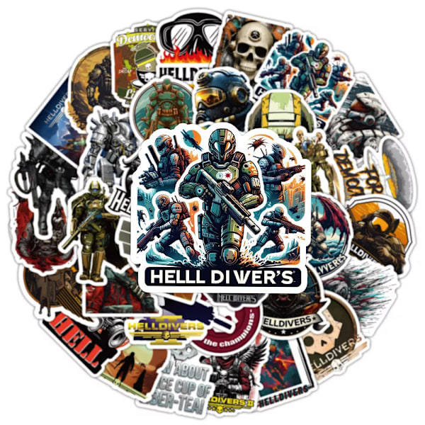 50X spel Helldivers Steam Game Stickers Scrapbook Hydro Flask Bagage Graffiti