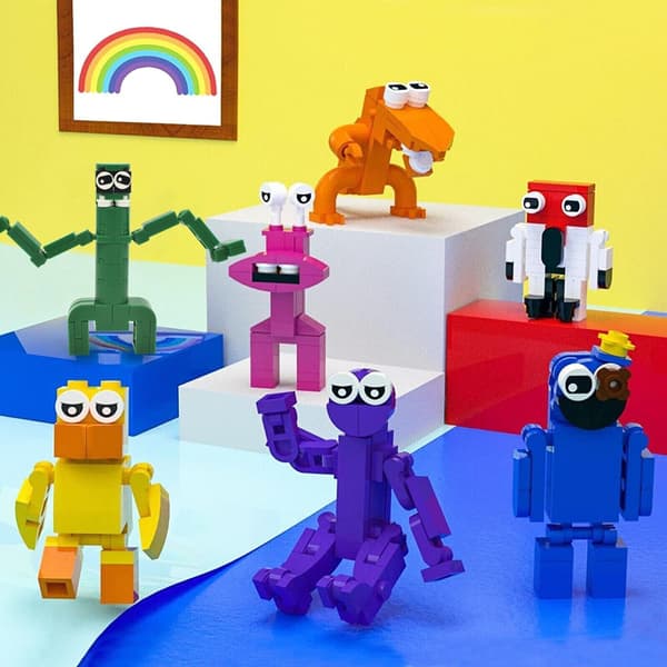Rainbow Friends Byggkloss Leksaksmodeller Spelfigur Tegelsten Barnpresent 7 st