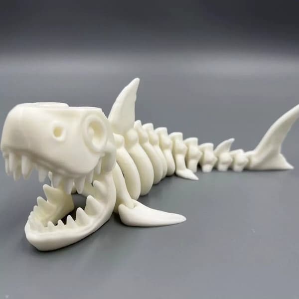 NY 3D-tryckt Ledat Rörlig Actionfigur Lucky 13 Kreativ Displayleksak Shark-White