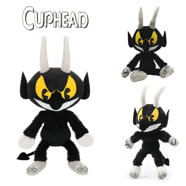 Ljusa färgglada Cuphead Mugman Devil Boss Plyschleksak Gosedjur docka för barn