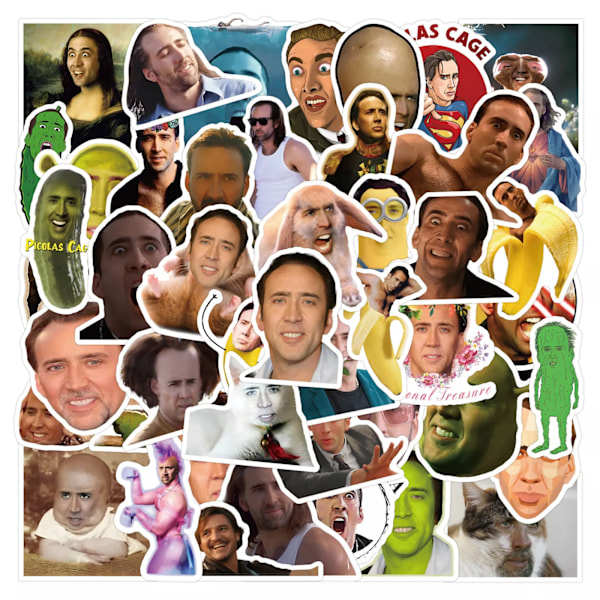 50X Nicolas Cage Meme Protrait Stickers Skådespelare Gitarr Hydro Flask Notebook Telefon
